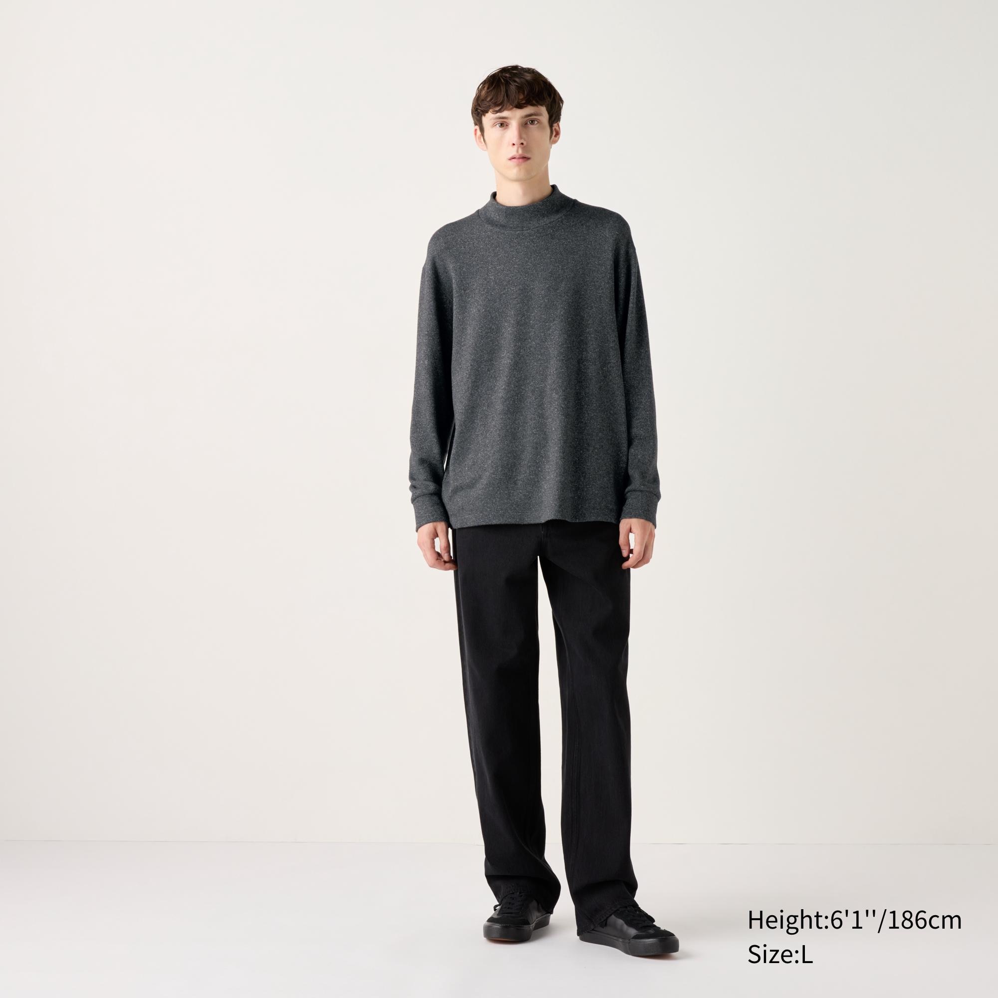 SOFT KNITTED FLEECE MOCK NECK T-SHIRT