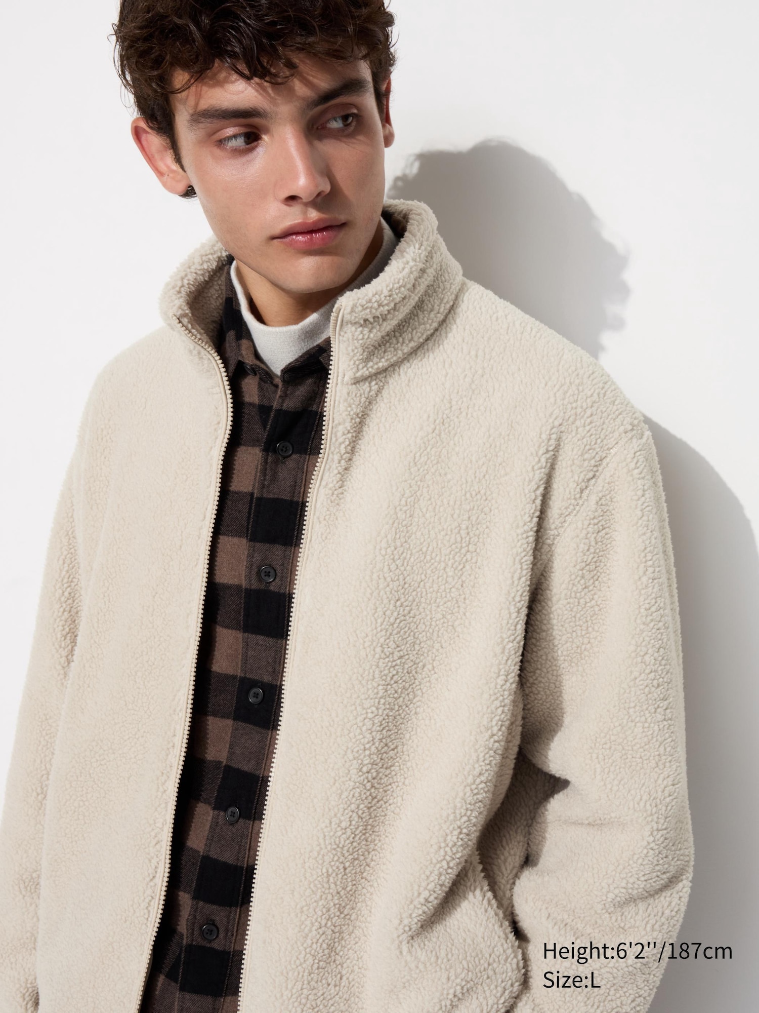 Uniqlo pile lined fleece crew neck cardigan sale