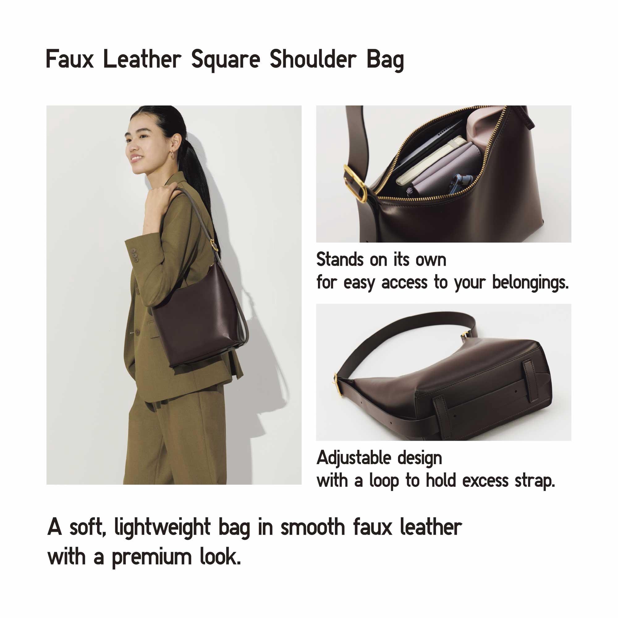 FAUX LEATHER SQUARE SHOULDER BAG