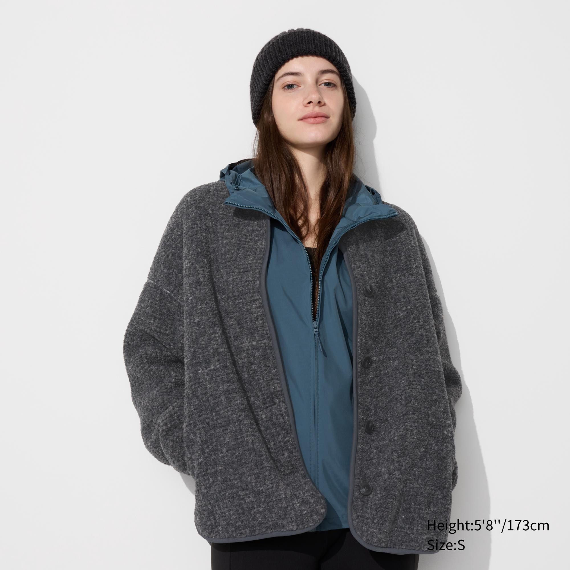 PILE LINED FLEECE RELAXED SILHOUETTE CARDIGAN