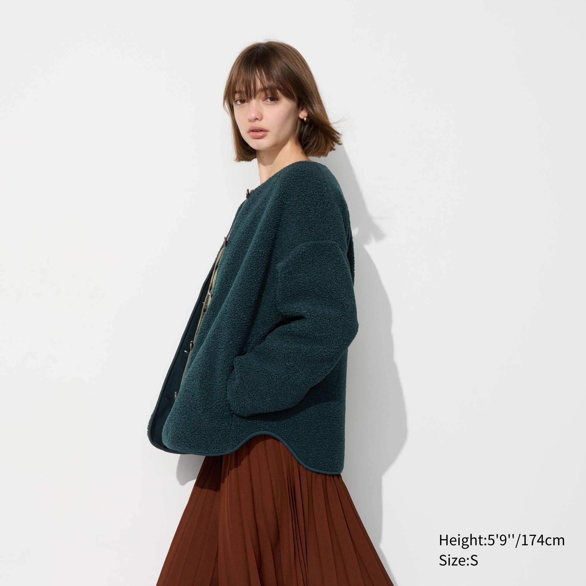 PILE LINED FLEECE RELAXED SILHOUETTE CARDIGAN