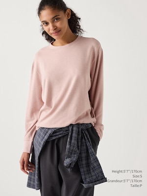 SOFT KNITTED FLEECE CREW NECK T-SHIRT