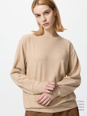 SOFT KNITTED FLEECE CREW NECK T-SHIRT