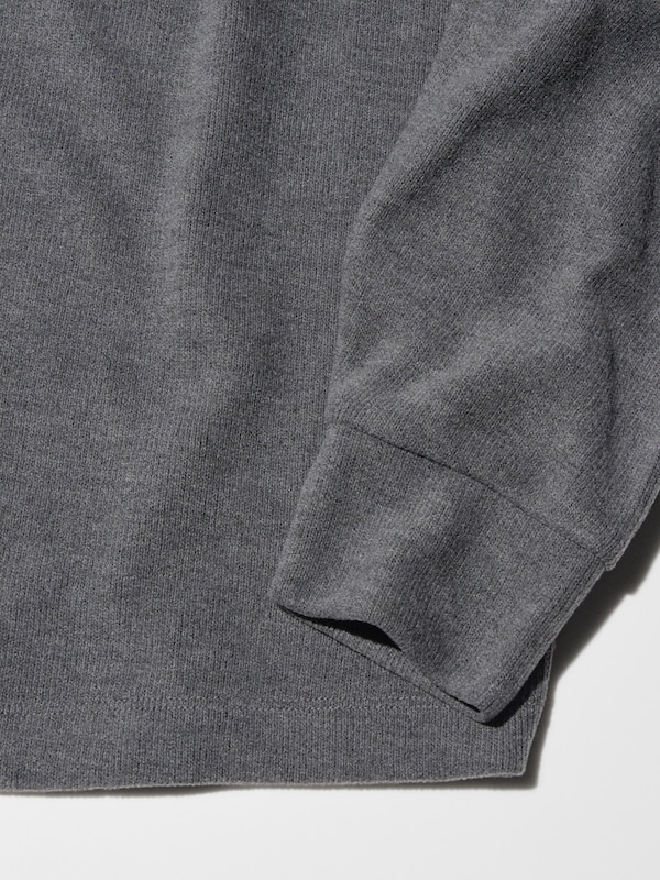 SOFT KNITTED FLEECE RIBBED HIGH NECK T-SHIRT