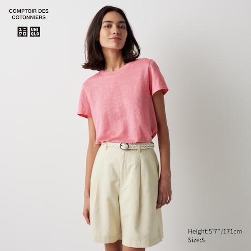 WOMEN'S LINEN BLEND PLEATED SHORTS