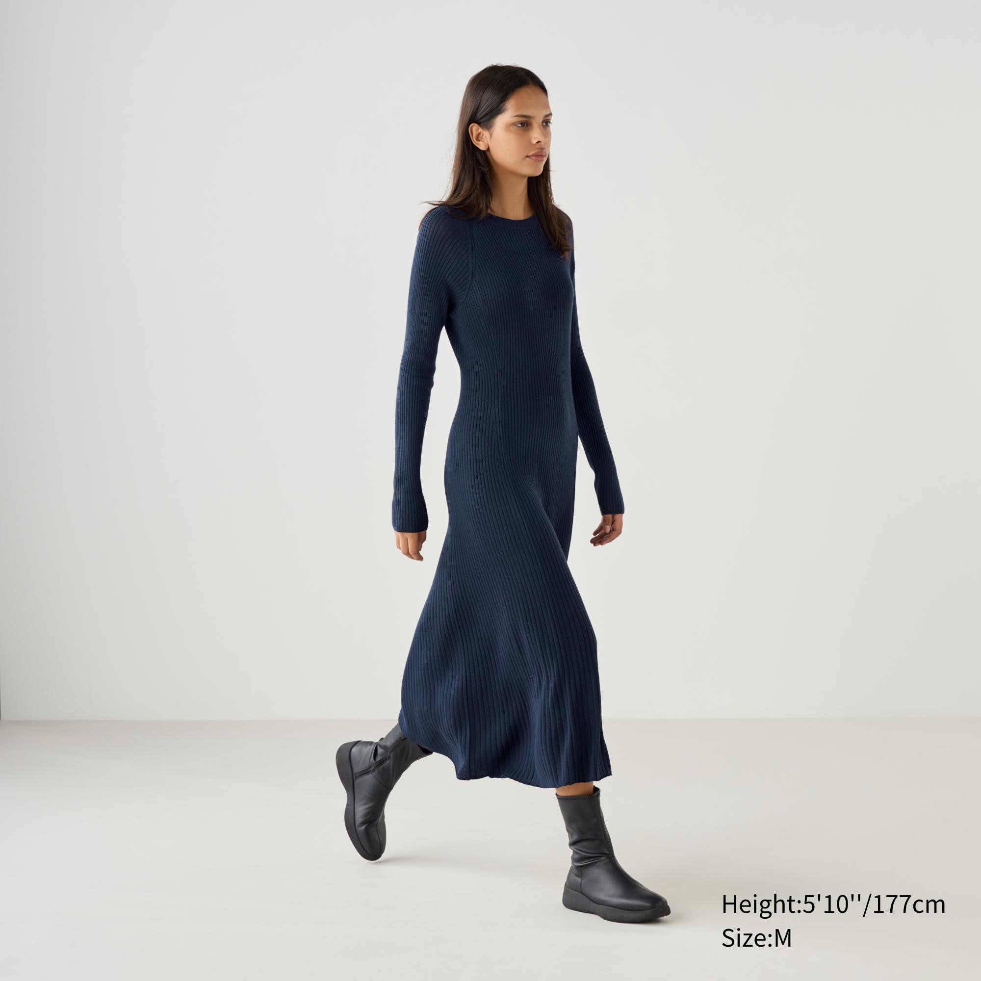 MERINO BLEND RIBBED DRESS