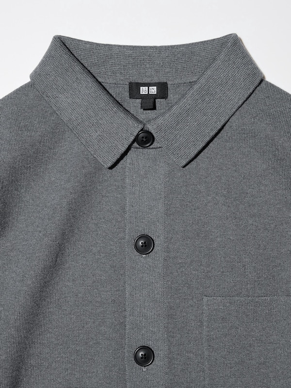 MILANO RIBBED SHIRT COLLAR CARDIGAN