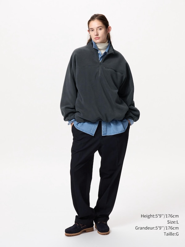FLEECE OVERSIZED HALF-ZIP JACKET