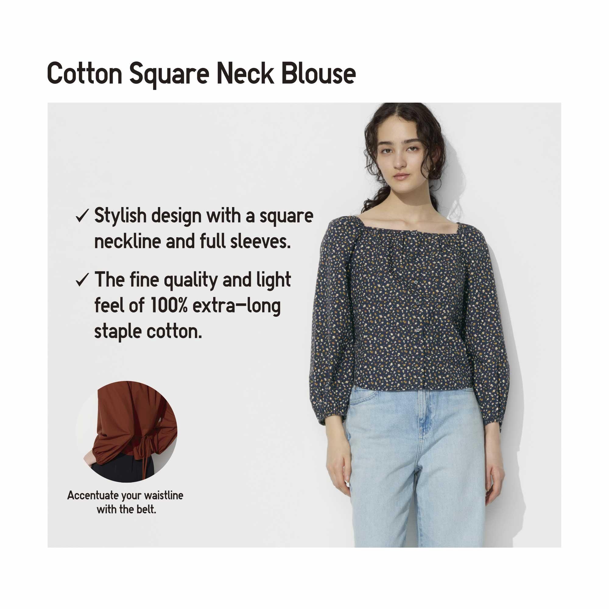 COTTON SQUARE NECK BLOUSE