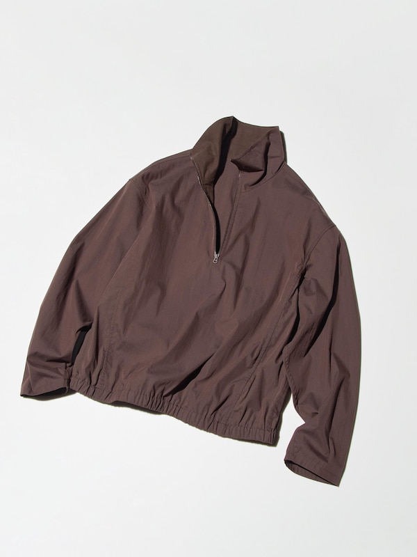 COTTON BLEND HALF-ZIP BLOUSE