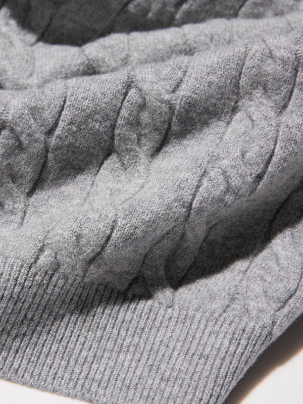 CABLE CREW NECK SWEATER SHORT SLEEVE