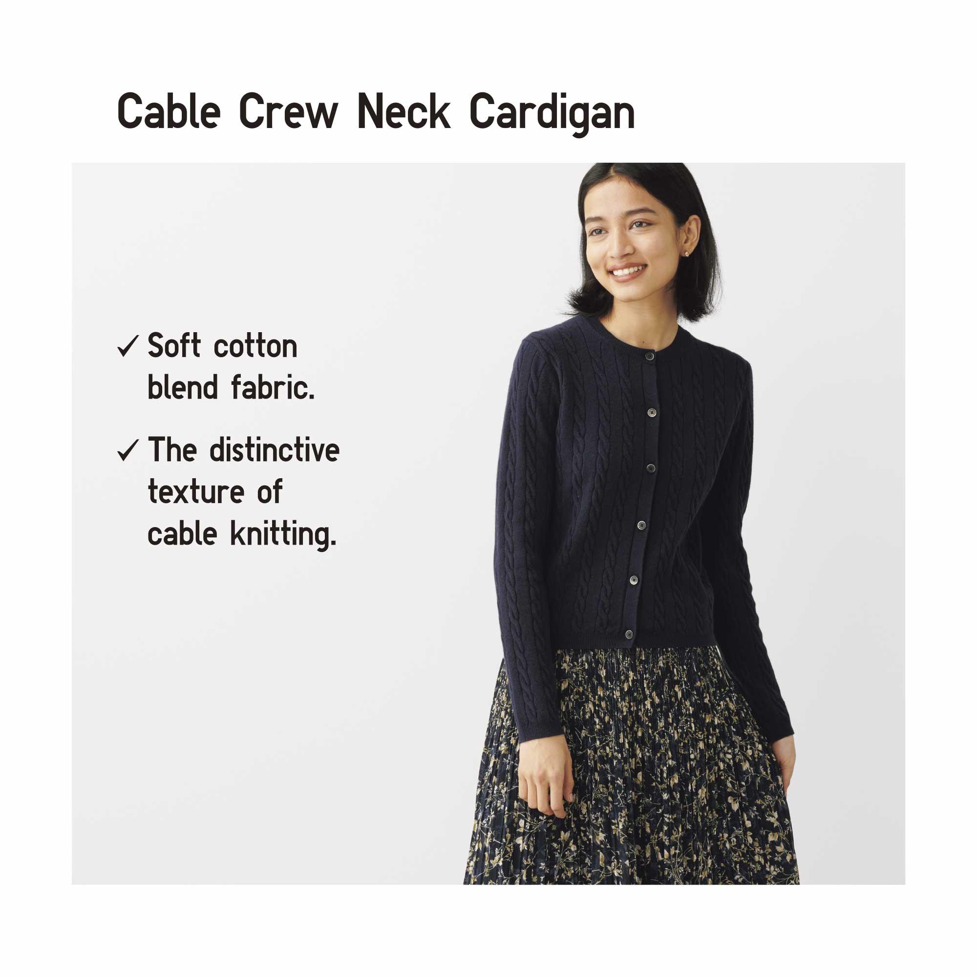 CABLE CREW NECK CARDIGAN