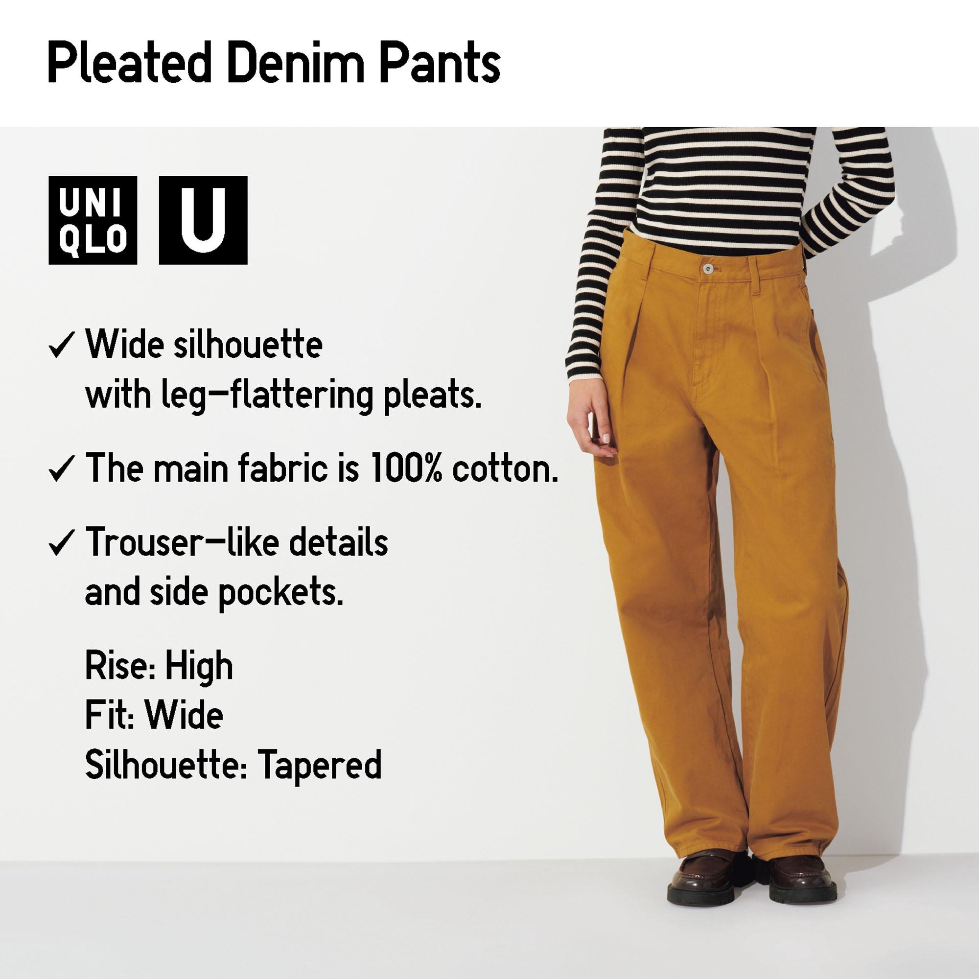 DENIM PLEATED PANTS