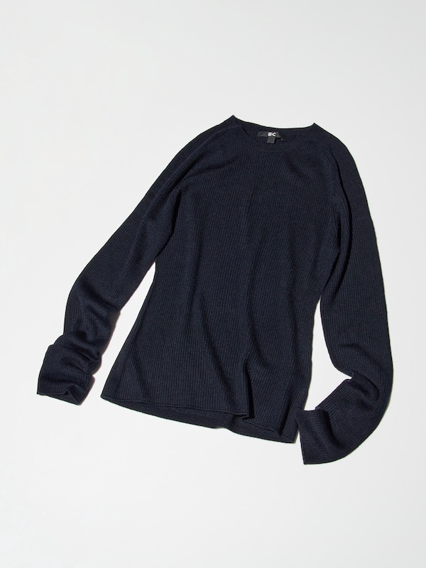3D KNIT MERINO BLEND RIBBED SWEATER