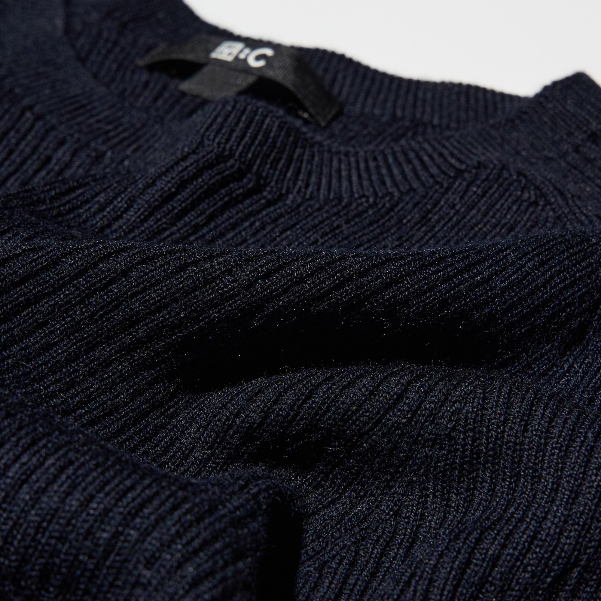 3D KNIT MERINO BLEND RIBBED SWEATER