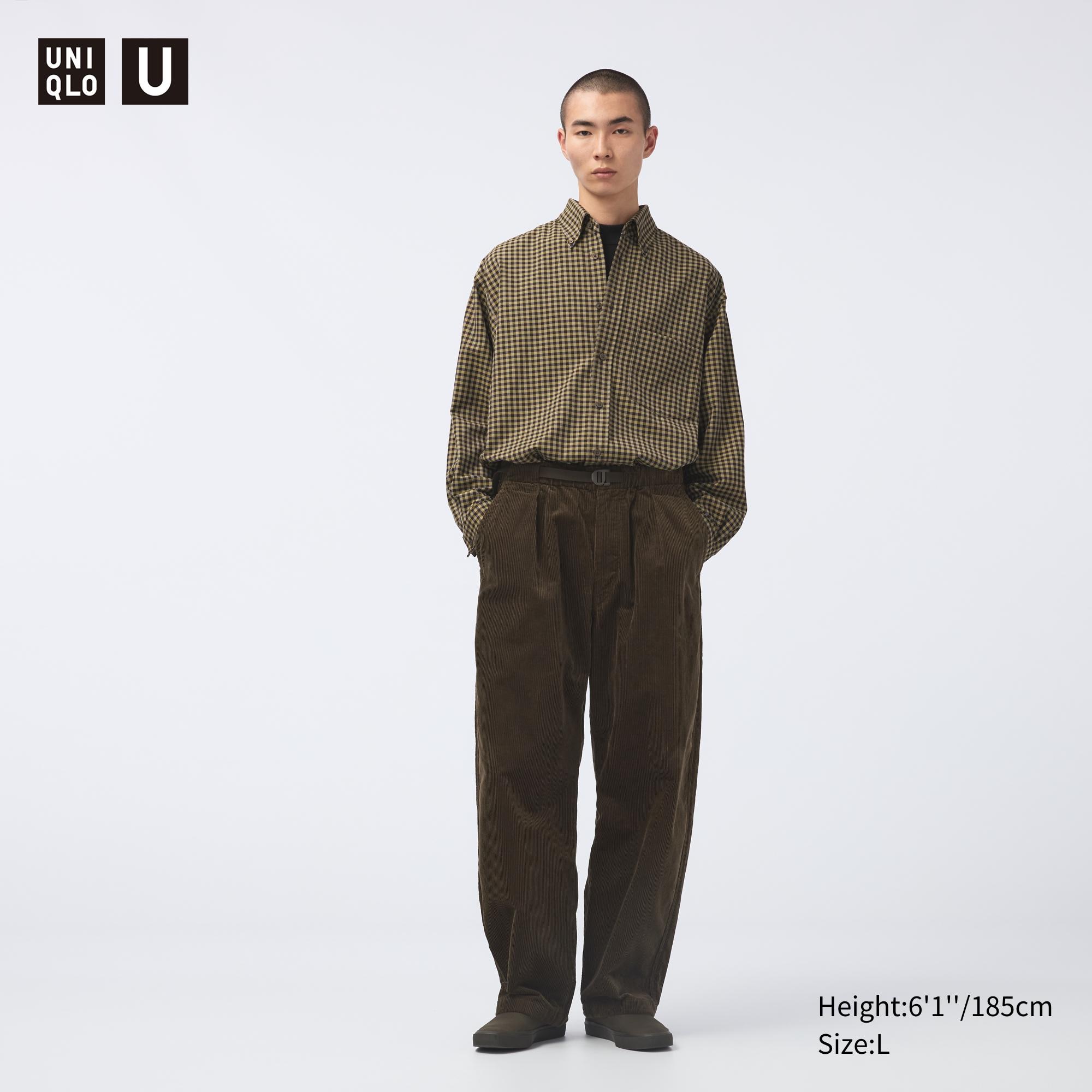 CORDUROY WIDE PLEATED PANTS