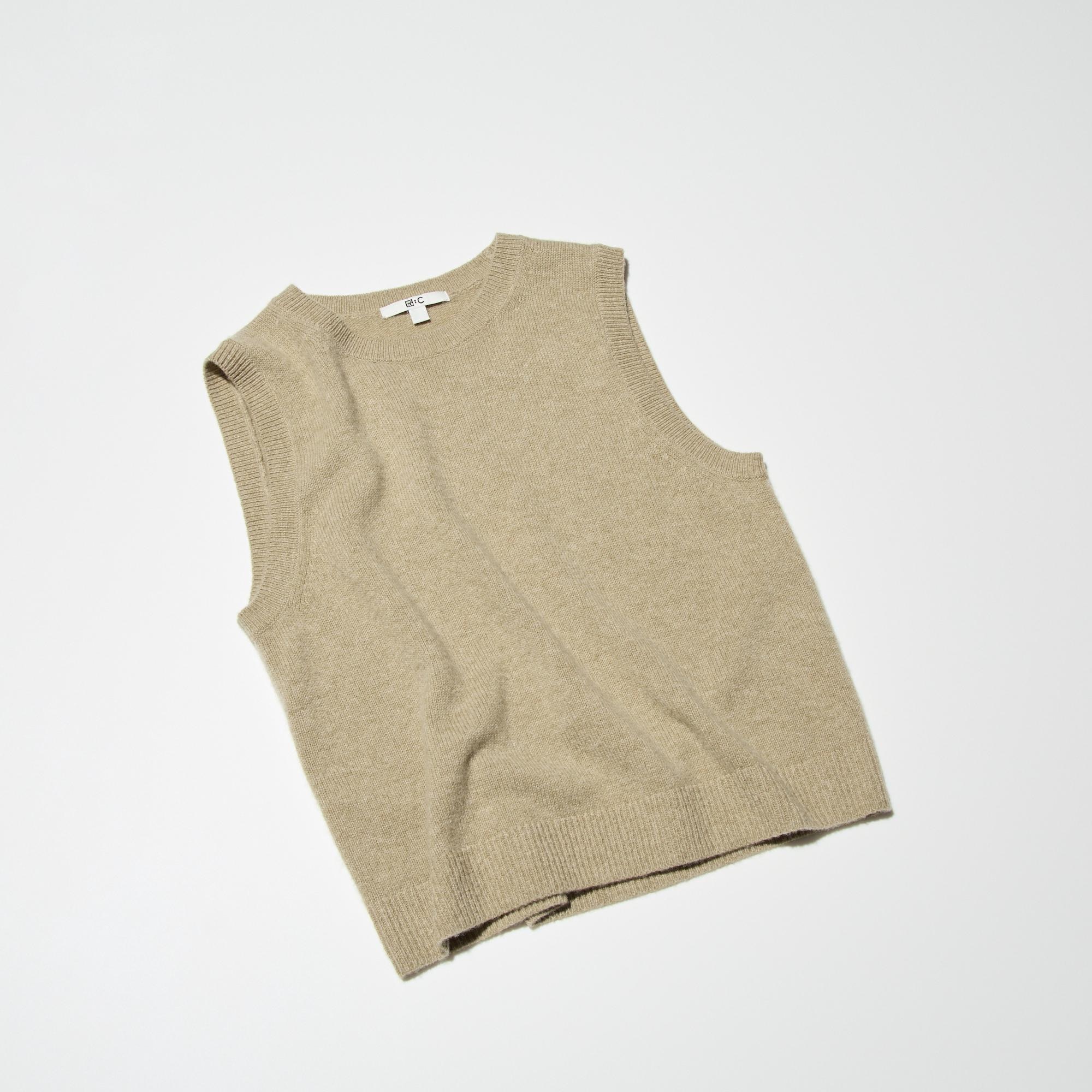 CASHMERE CREW NECK SHORT SWEATER | SLEEVELESS