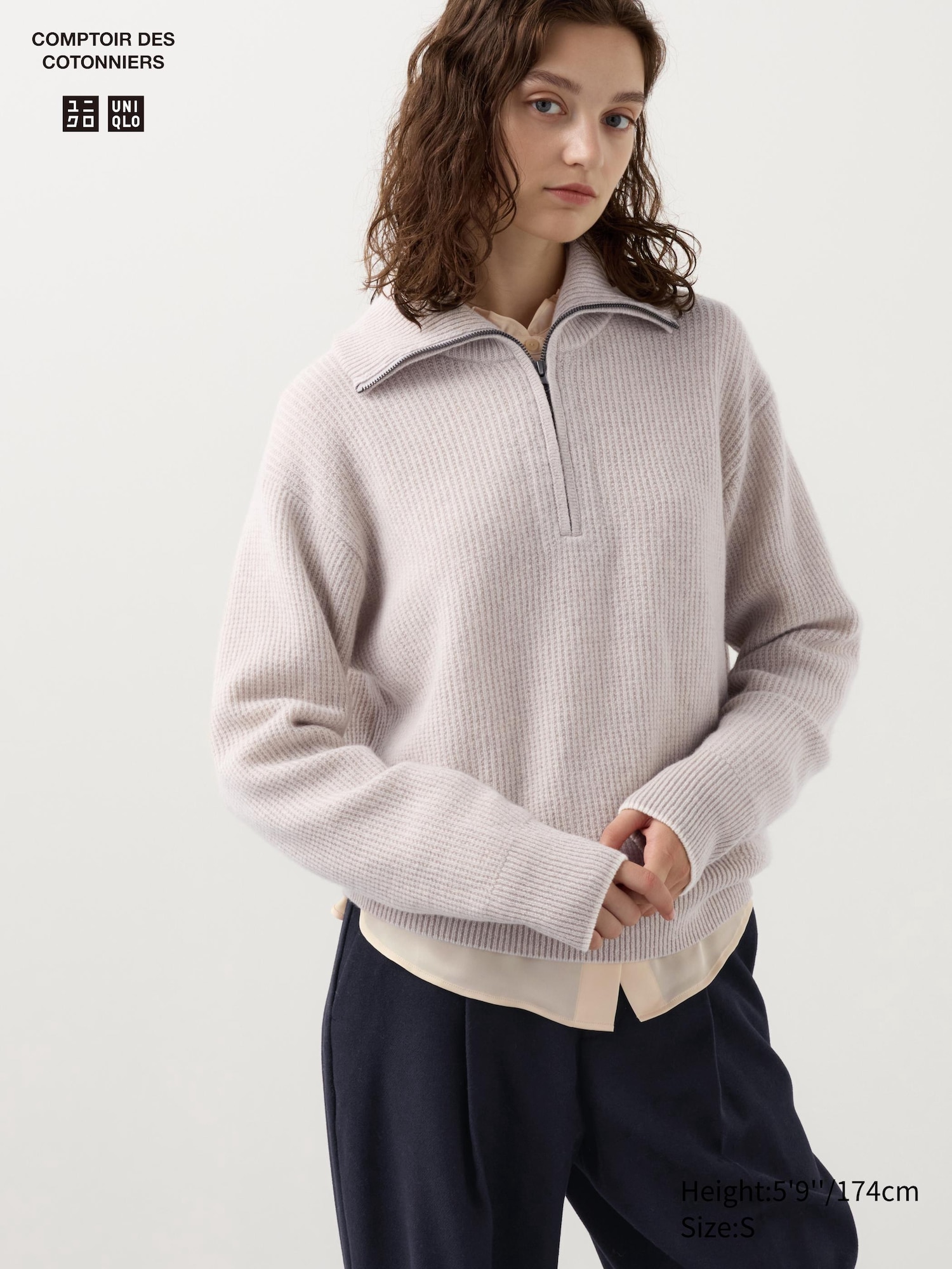 WOMEN S LAMBSWOOL HALF ZIP SWEATER UNIQLO CA