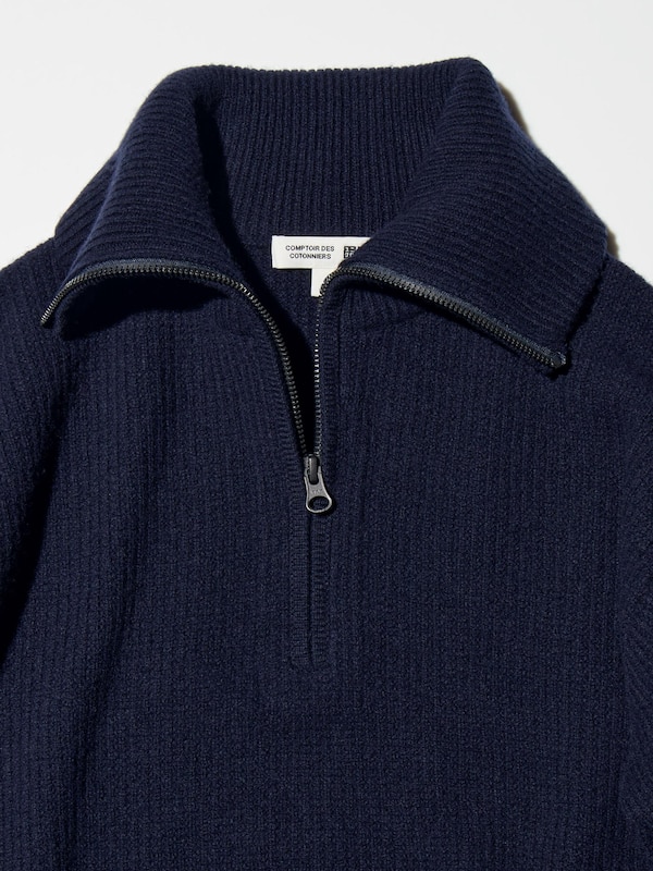 LAMBSWOOL HALF ZIP SWEATER