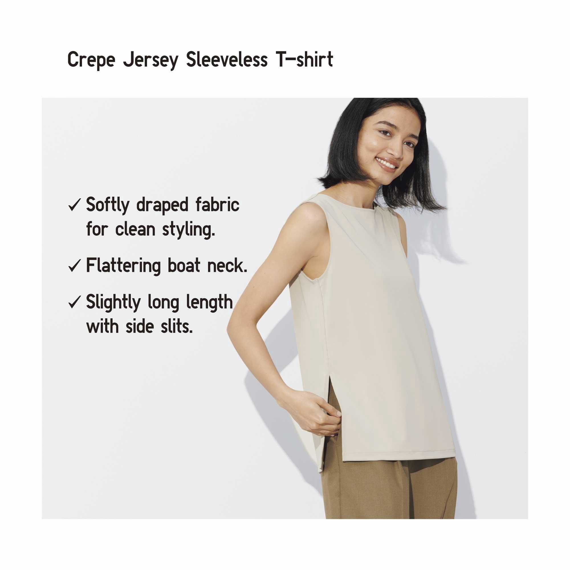 CREPE JERSEY SLEEVELESS T-SHIRT