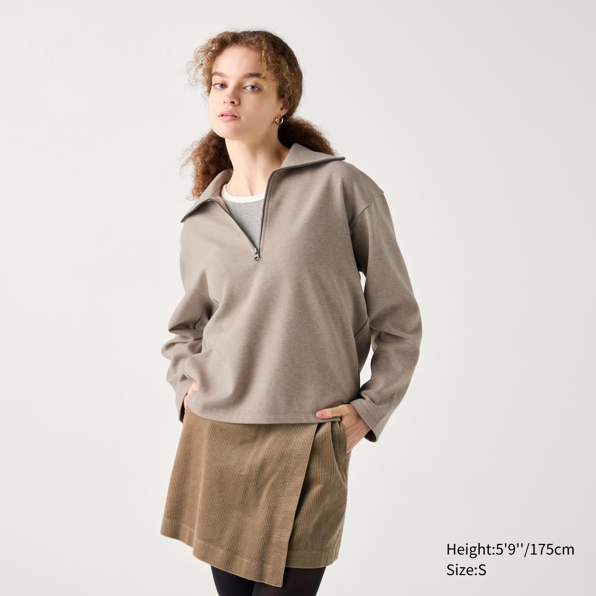 BRUSHED JERSEY HALF-ZIP PULLOVER SHIRT