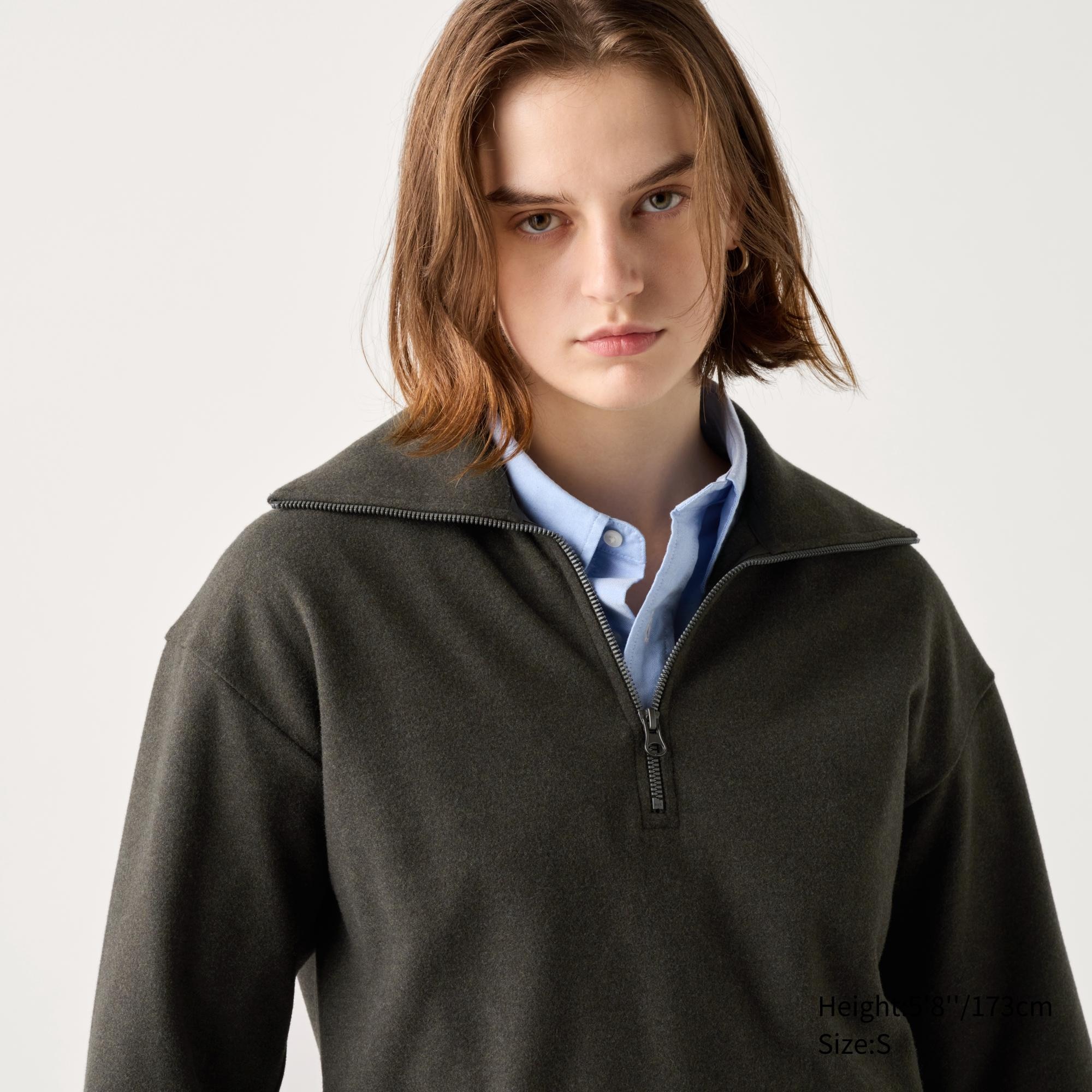 BRUSHED JERSEY HALF-ZIP PULLOVER SHIRT