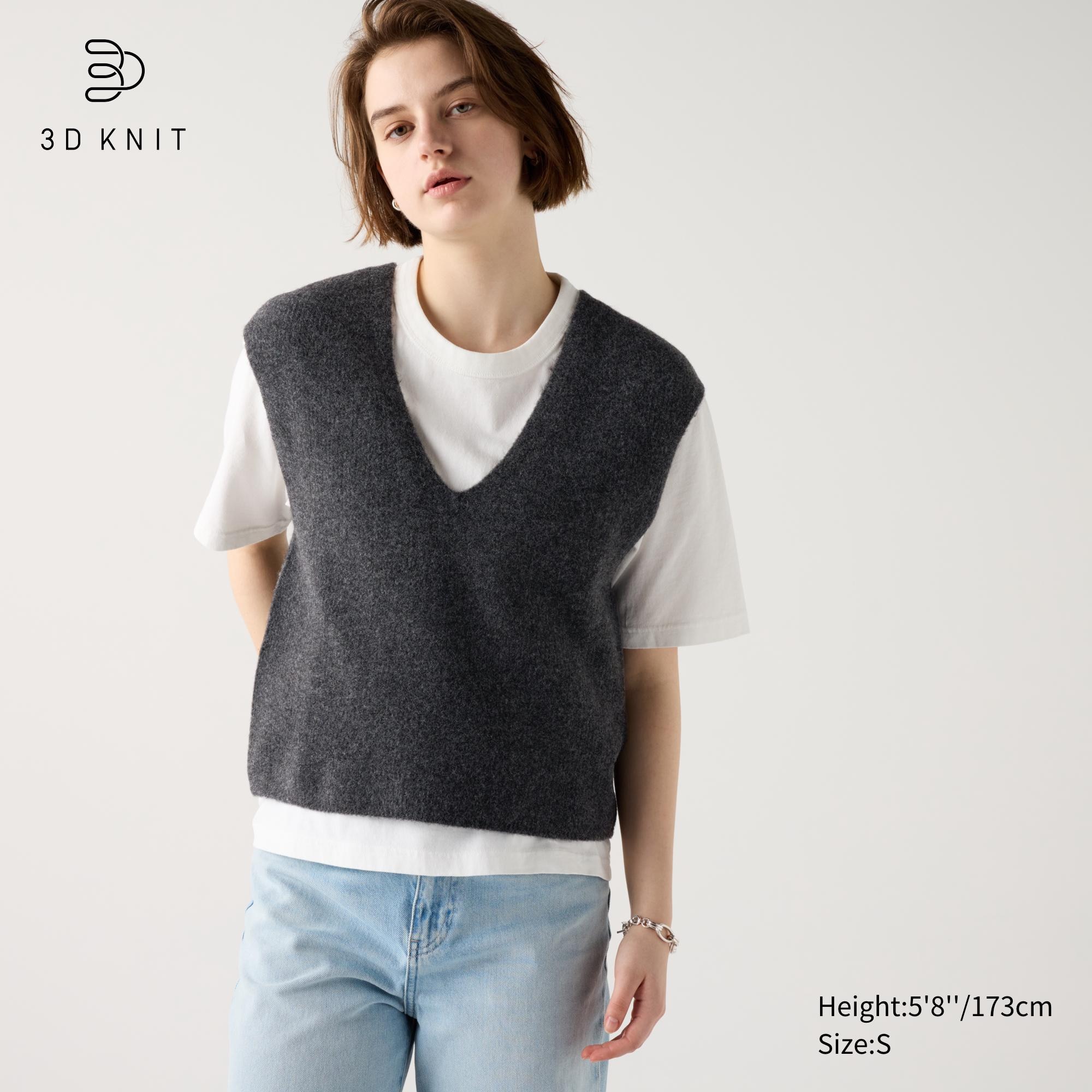 3D KNIT SOUFFLÉ YARN V NECK VEST