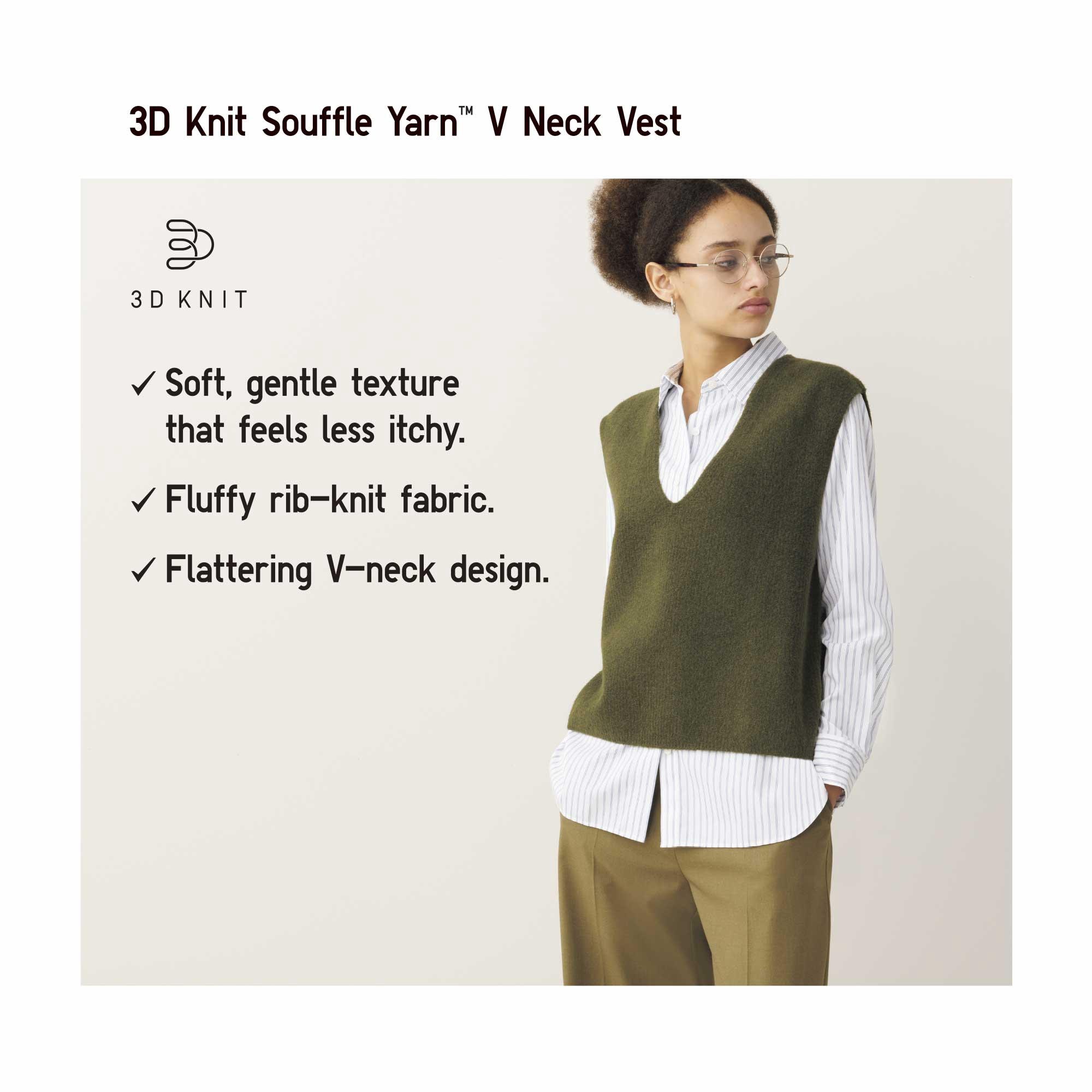 3D KNIT SOUFFLÉ YARN V NECK VEST