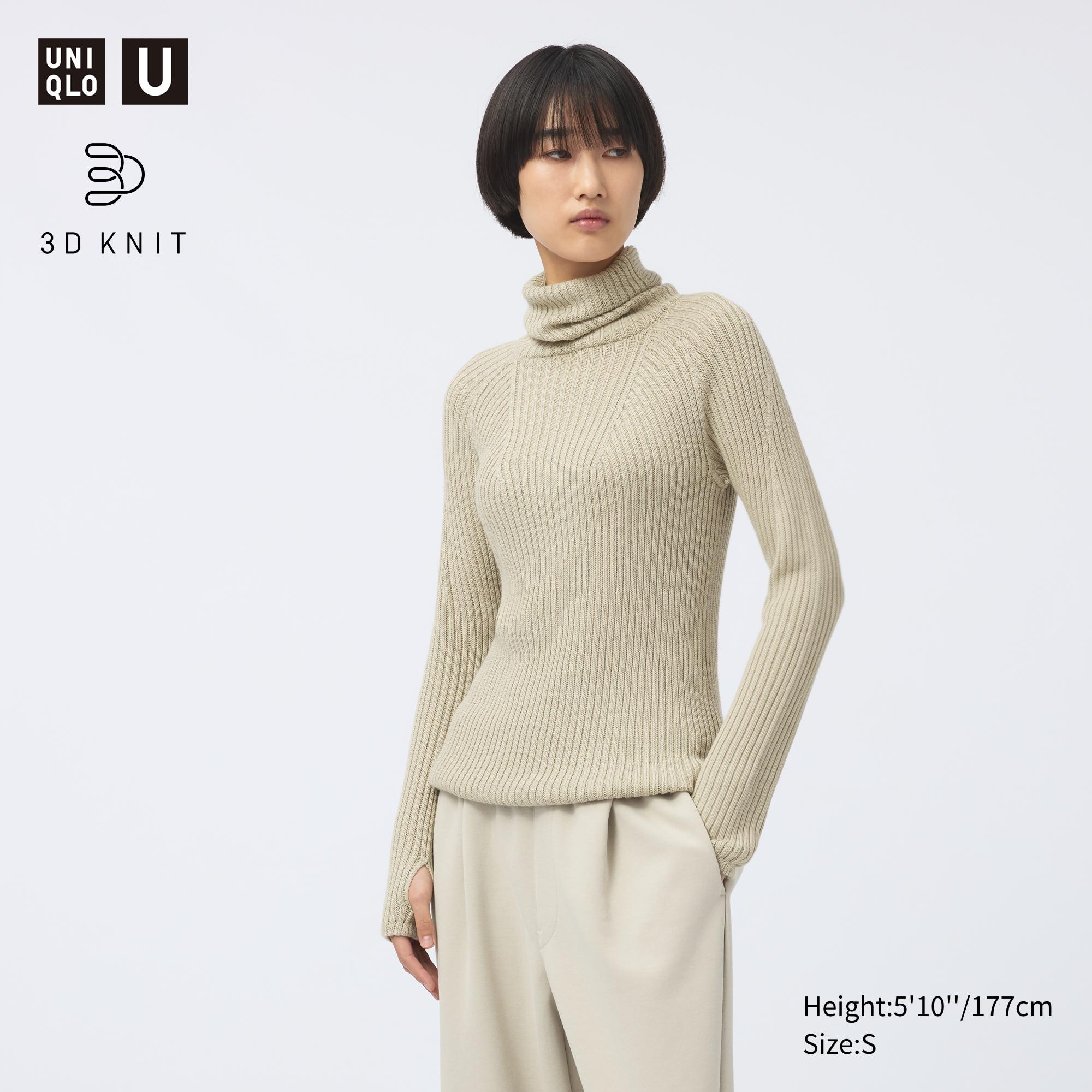 3D KNIT MERINO BLEND TURTLENECK SWEATER