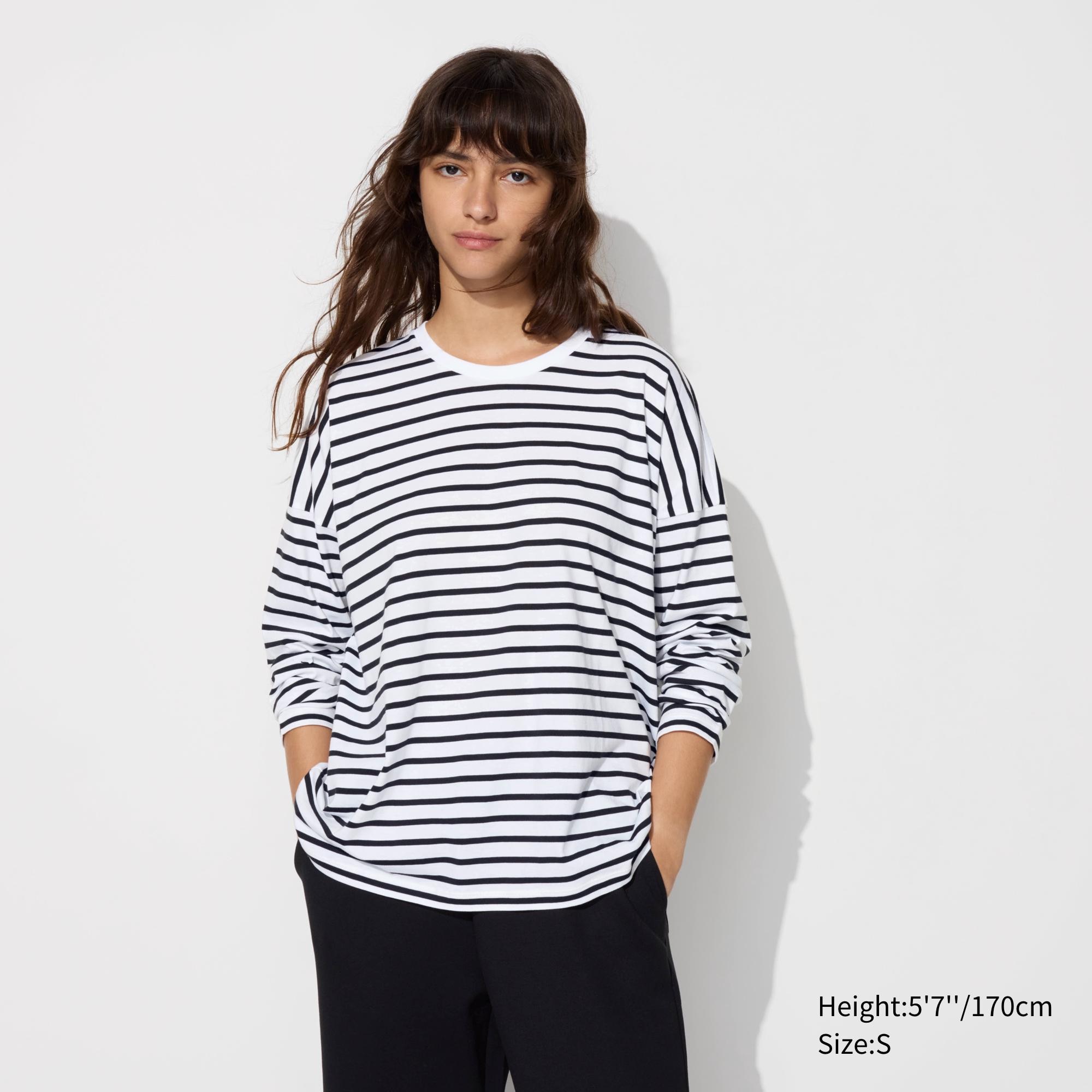 SMOOTH COTTON RELAXED SILHOUETTE STRIPED T-SHIRT | LONG SLEEVE