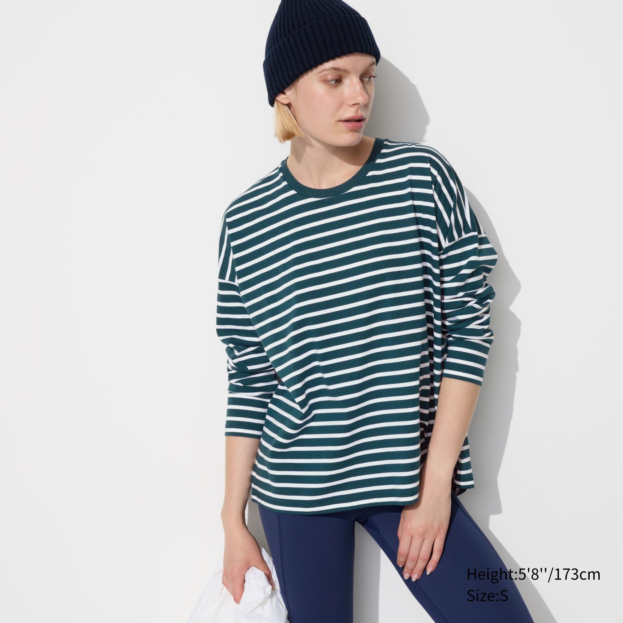 SMOOTH COTTON RELAXED SILHOUETTE STRIPED T-SHIRT | LONG SLEEVE