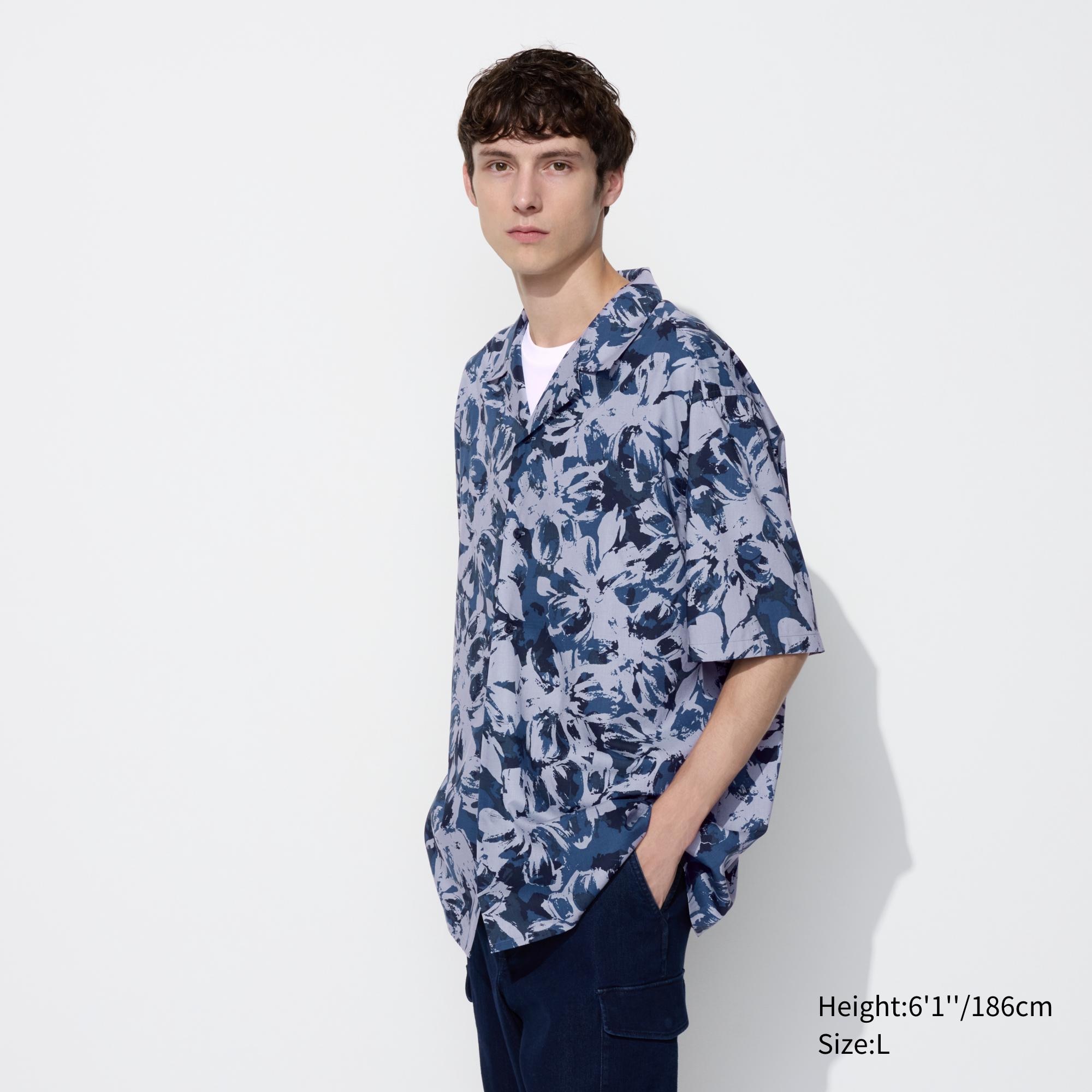 MODAL COTTON OPEN COLLAR SHIRT SHORT SLEEVE