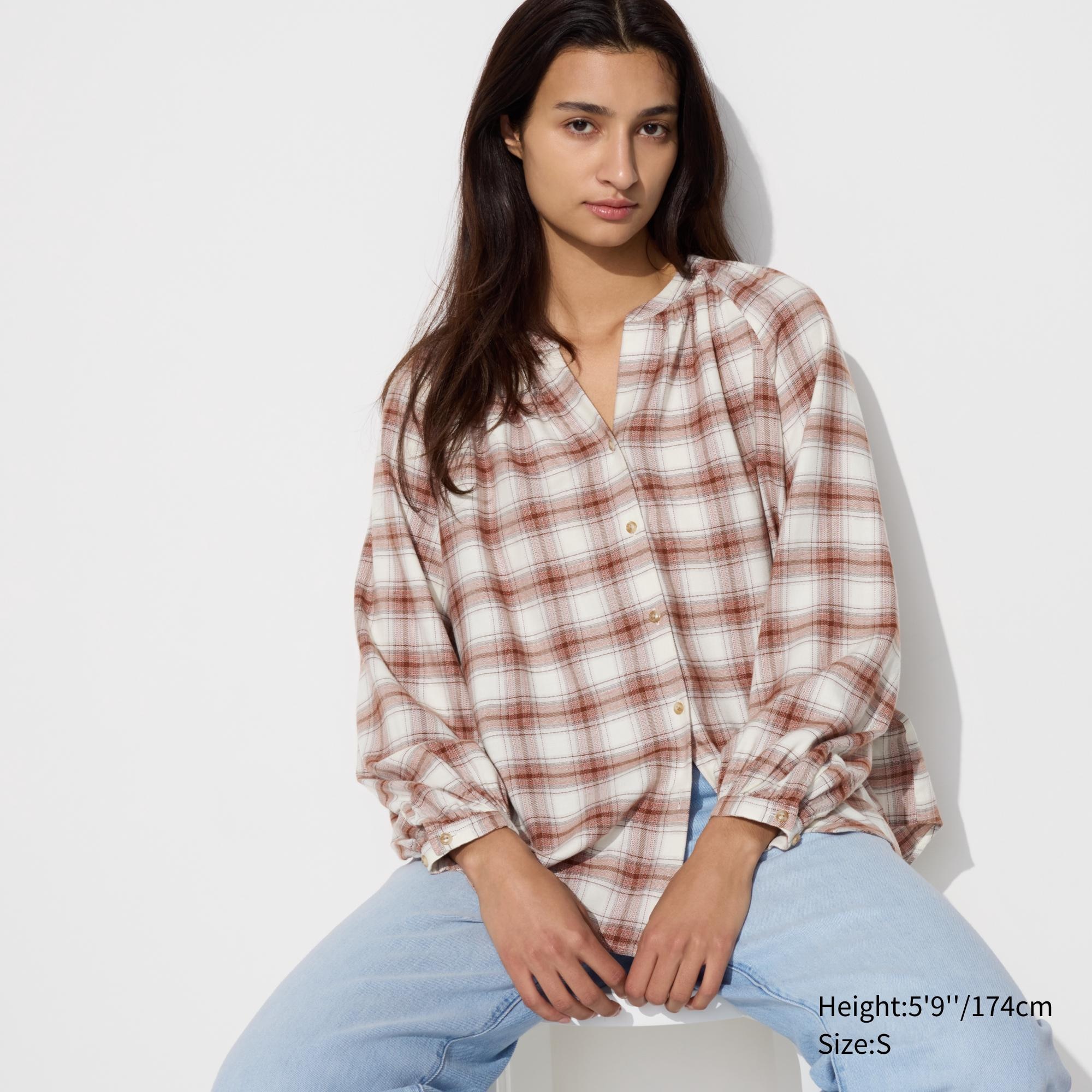 SOFT FLANNEL GATHERED BLOUSE