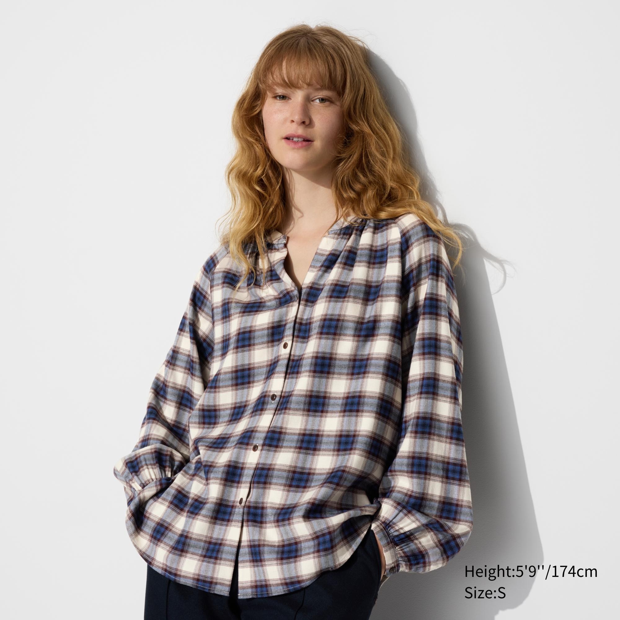 SOFT FLANNEL GATHERED BLOUSE