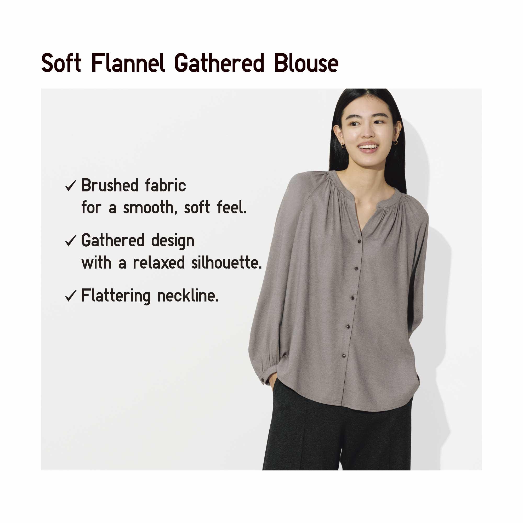 SOFT FLANNEL GATHERED BLOUSE