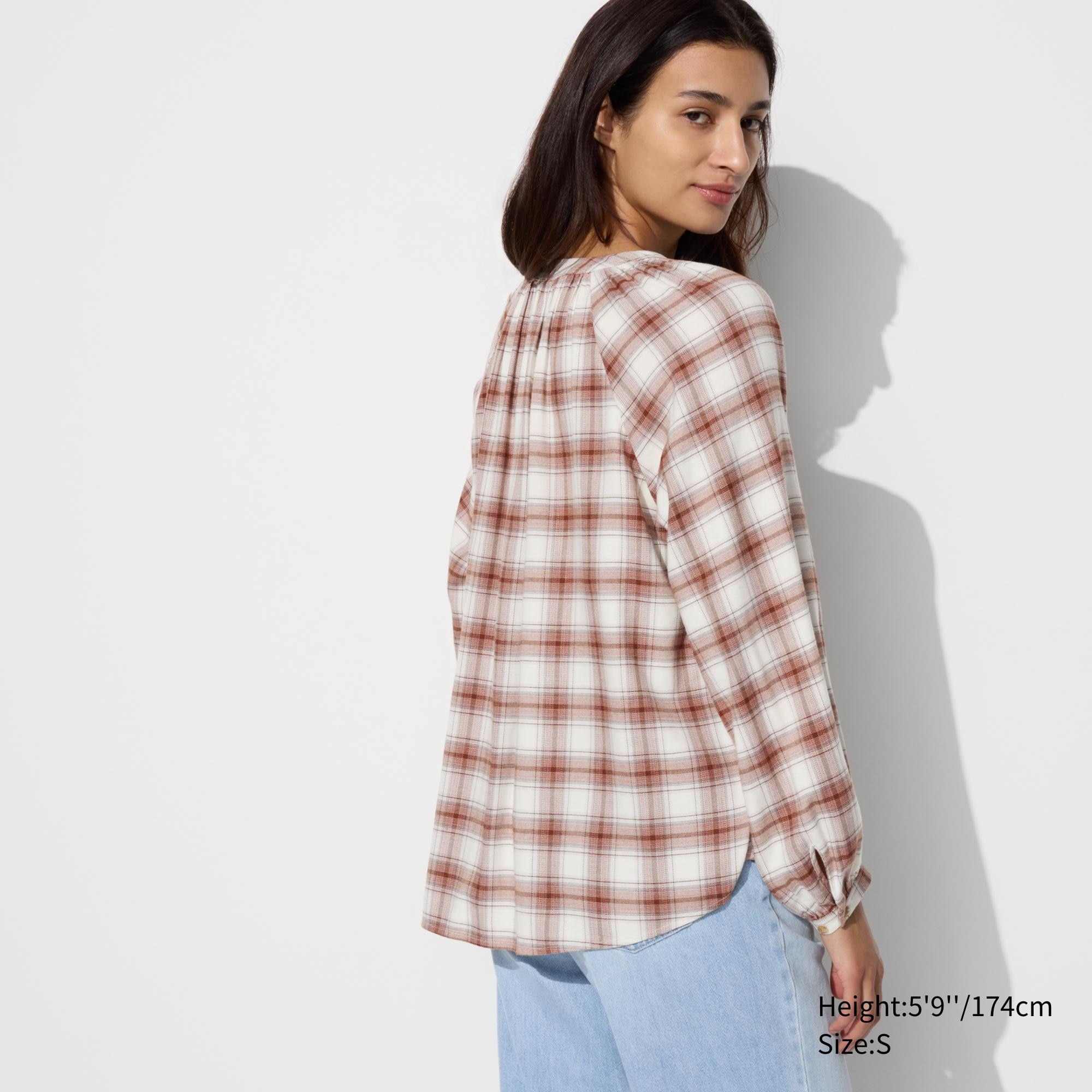 SOFT FLANNEL GATHERED BLOUSE