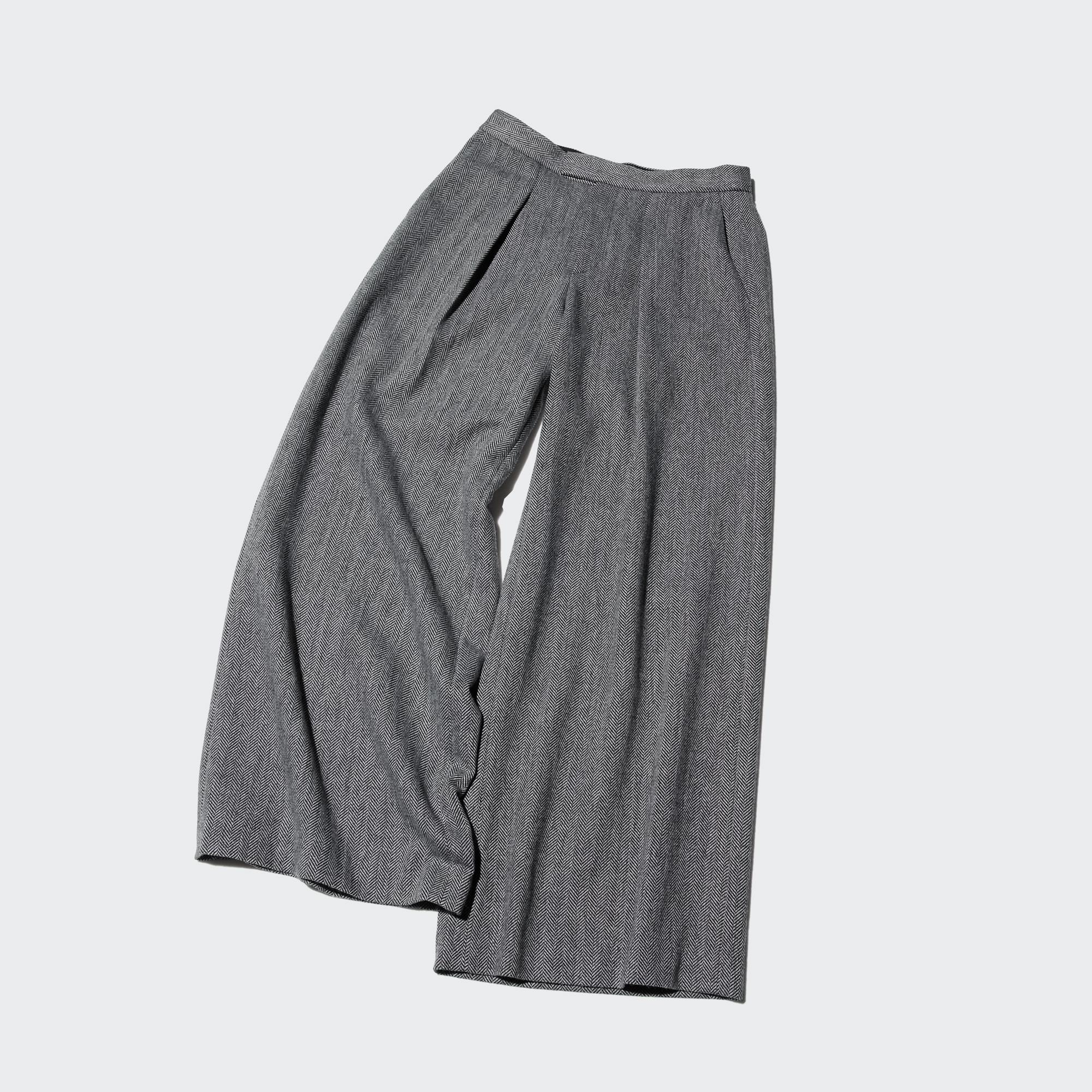 TWEED PLEATED WIDE PANTS