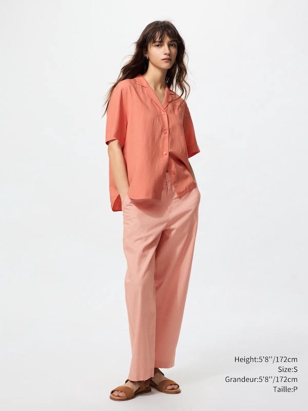 LINEN COTTON TAPERED PANTS