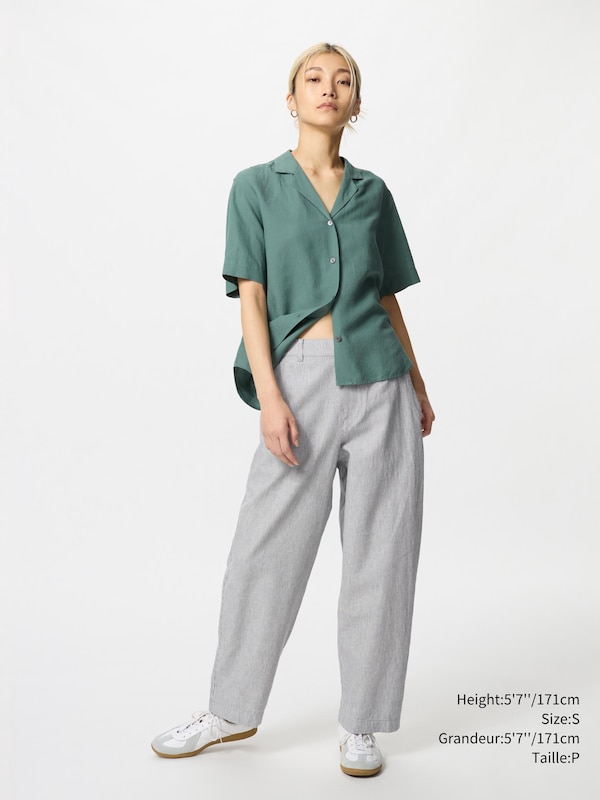 LINEN COTTON TAPERED PANTS
