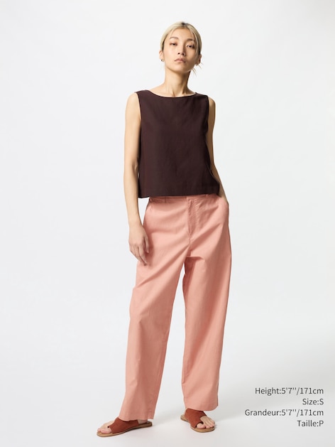 LINEN COTTON TAPERED PANTS | TALL