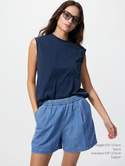 COTTON EASY SHORTS | DENIM