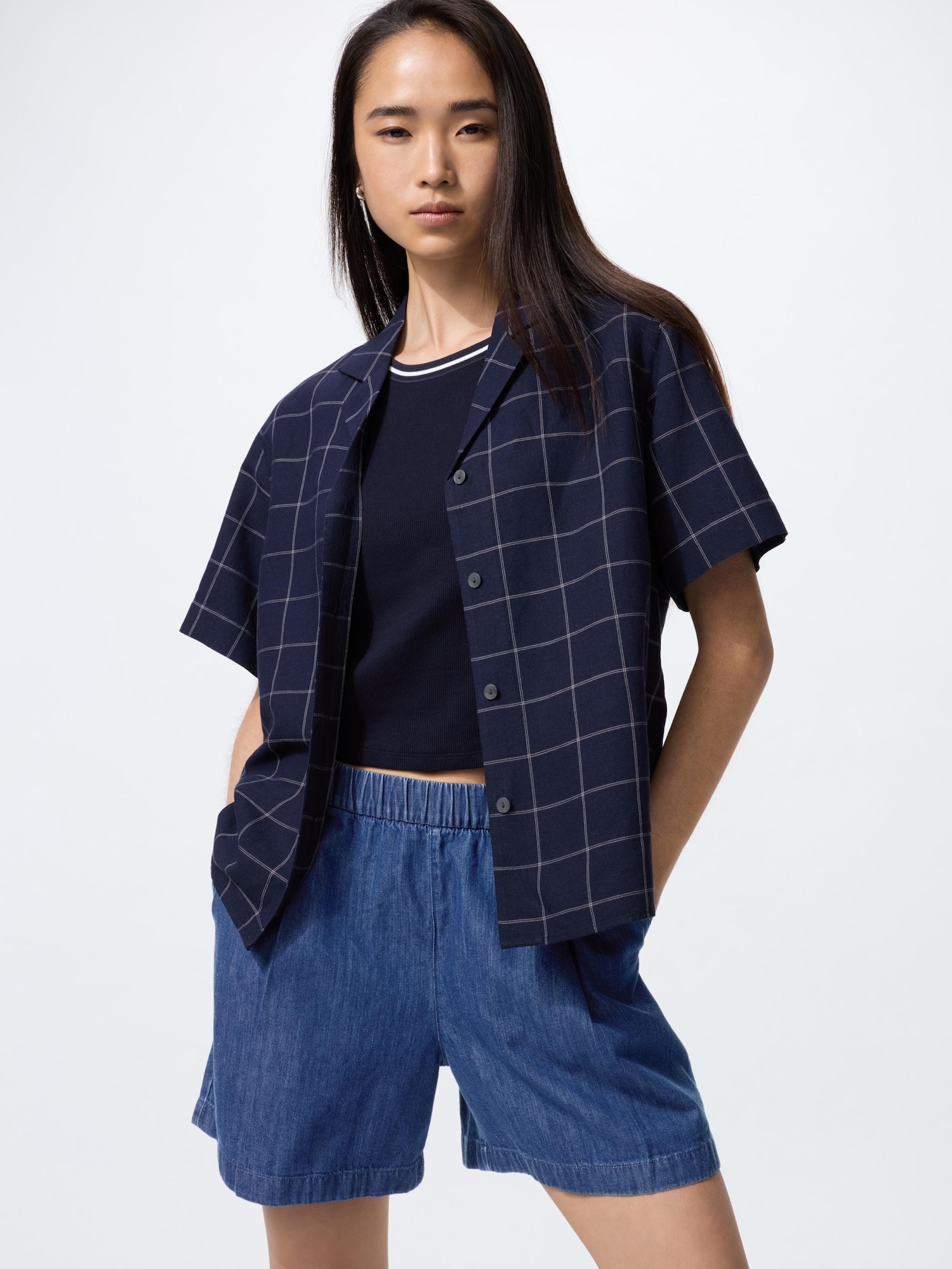 COTTON EASY SHORTS | DENIM