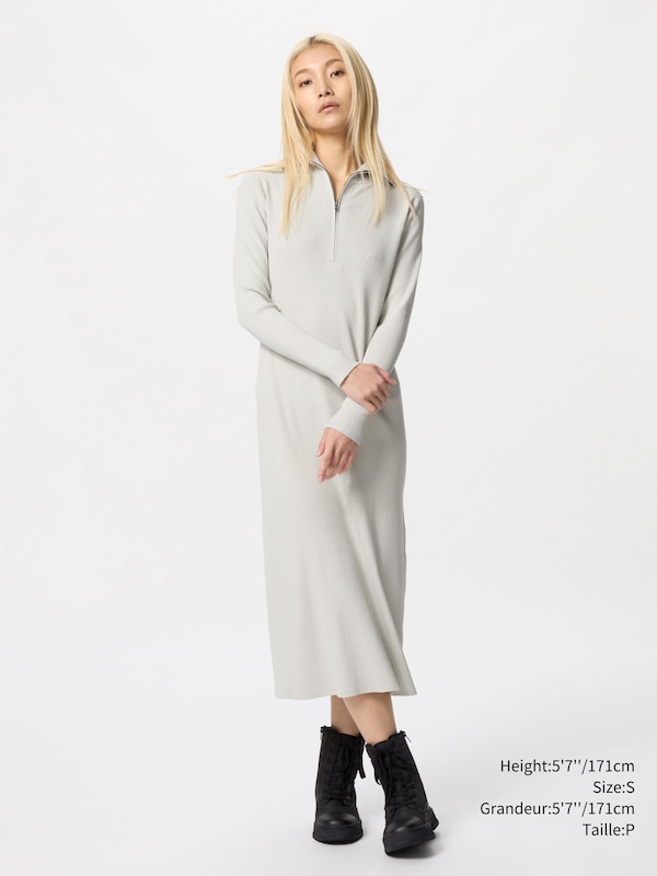 HALF-ZIP KNIT DRESS
