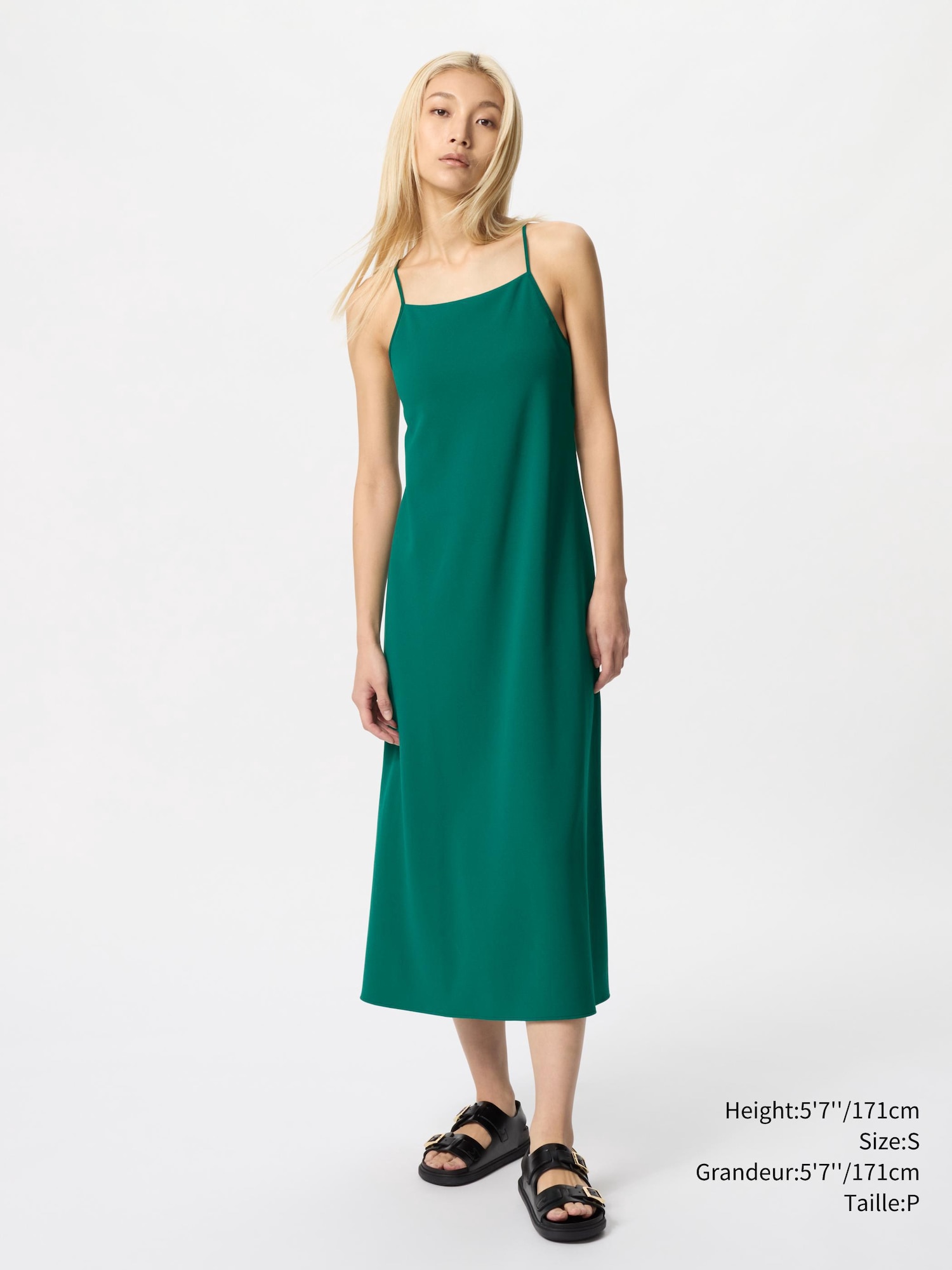 uniqlo green dress Women's Crepe Jersey Bra Camisole Dress