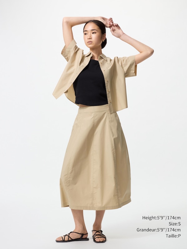 COTTON BLEND COCOON SKIRT