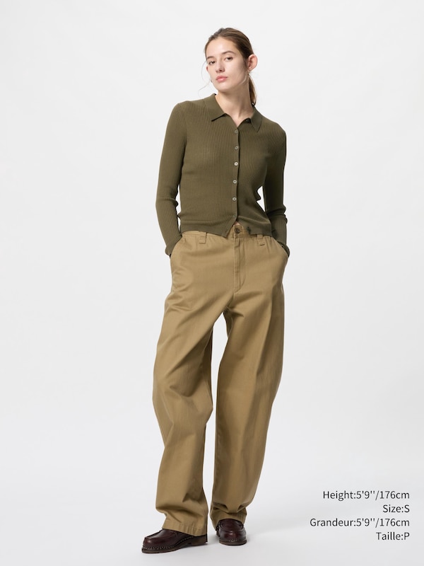 RIBBED POLO CARDIGAN