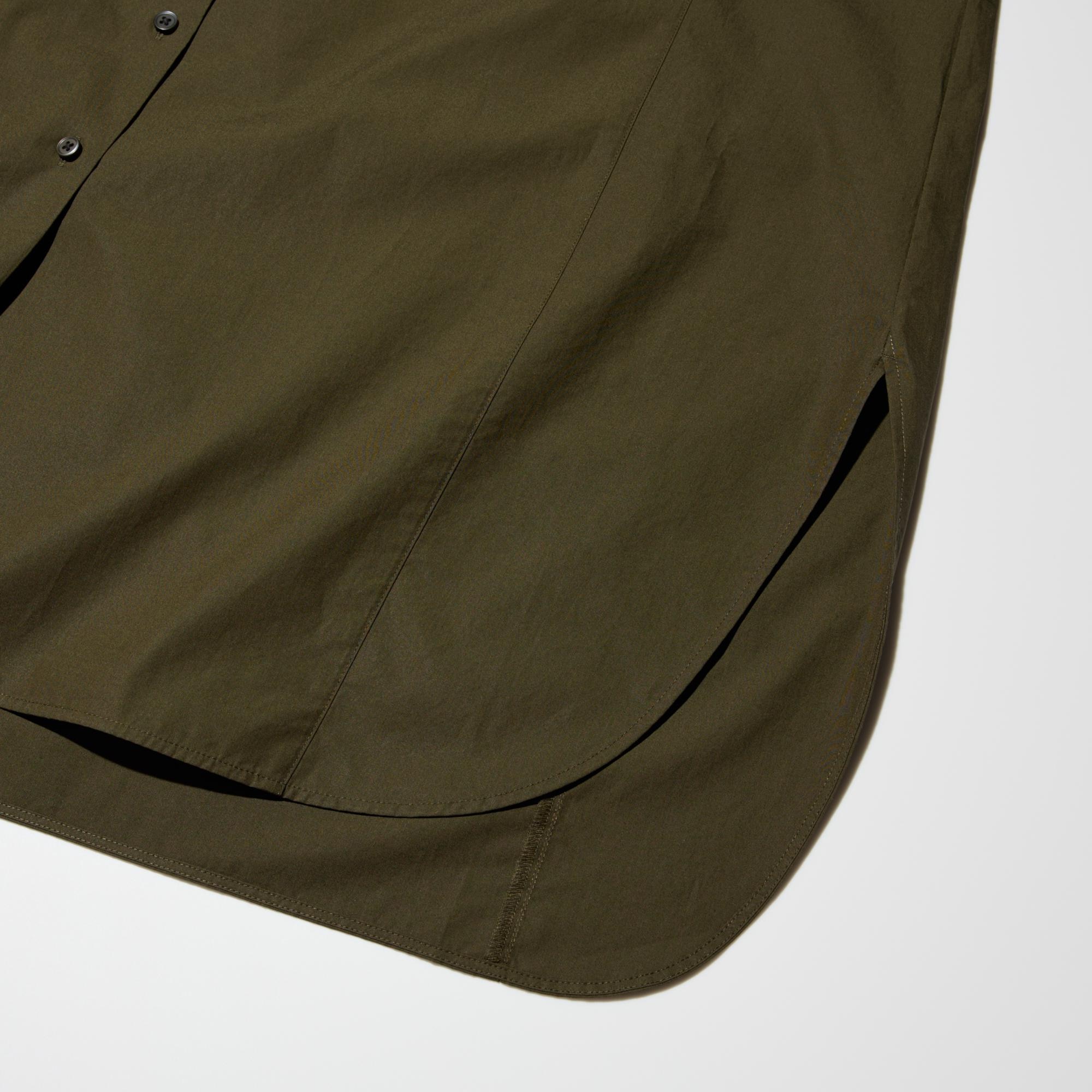 Rounded hem with side slits for comfort and easy movement.