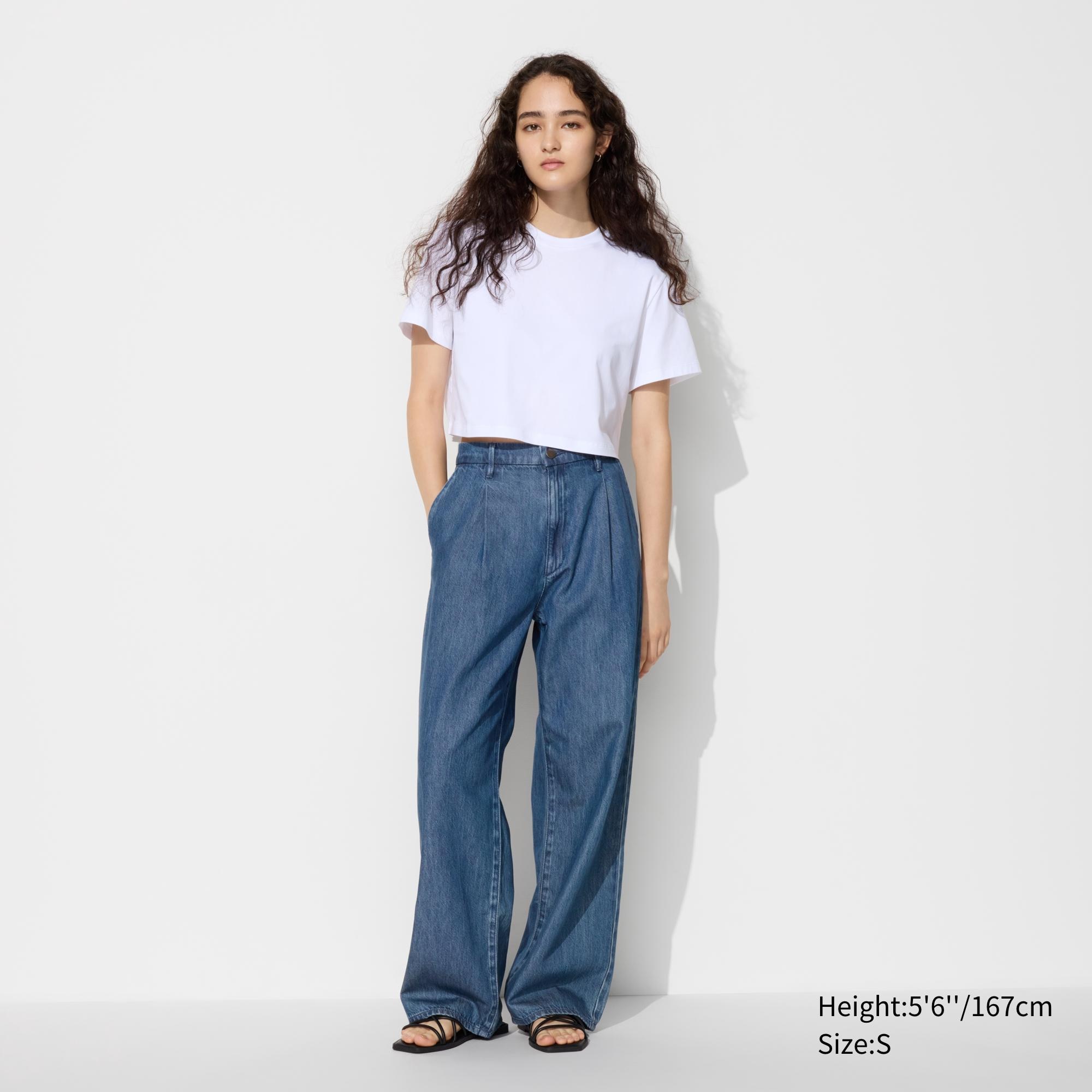 DRAPEY DENIM PLEATED PANTS