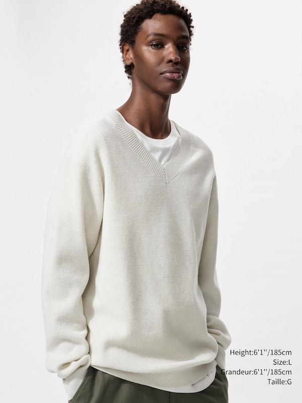 WAFFLE V NECK SWEATER