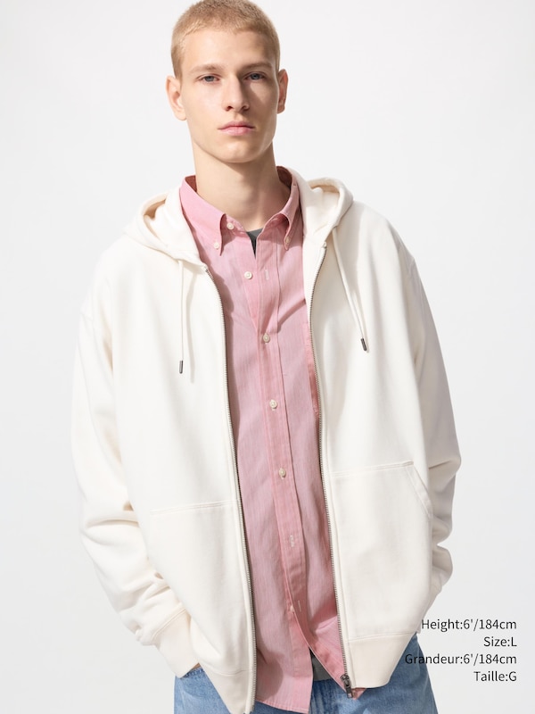 CHANDAIL CAPUCHE EN COTON OUATÉ À ZIP INTÉGRAL